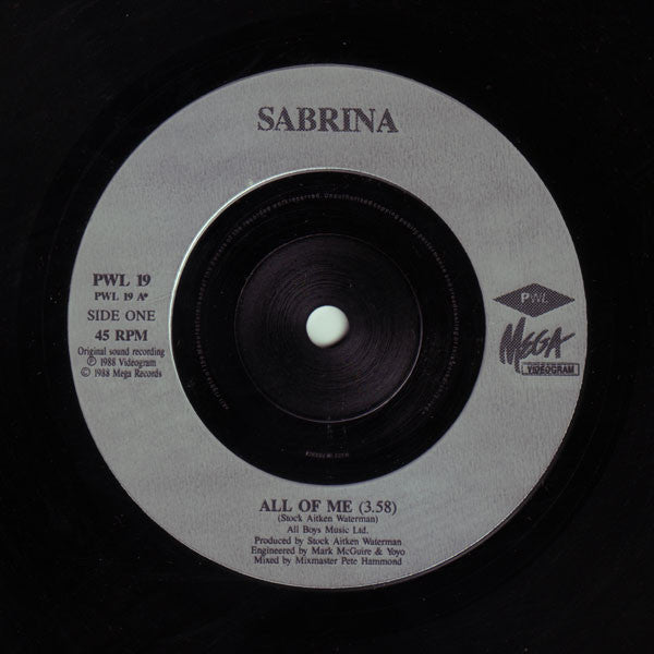 Sabrina - All Of Me - Used Vinyl Record 7" image 3