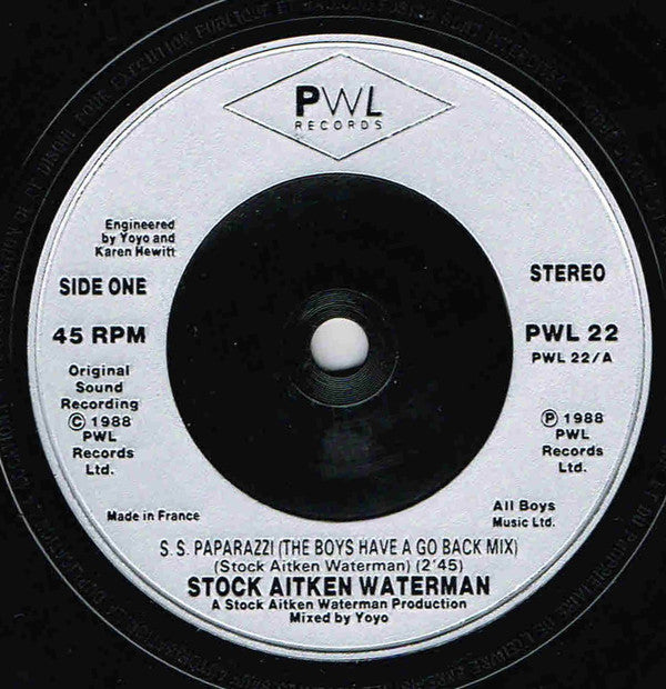 Stock - S.S. Paparazzi - Used Vinyl Record 7" image 3