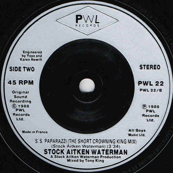Stock - S.S. Paparazzi - Used Vinyl Record 7" image 4