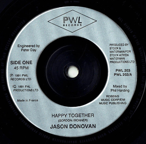 Jason Donovan - Happy Together - Used Vinyl Record 7" image 3