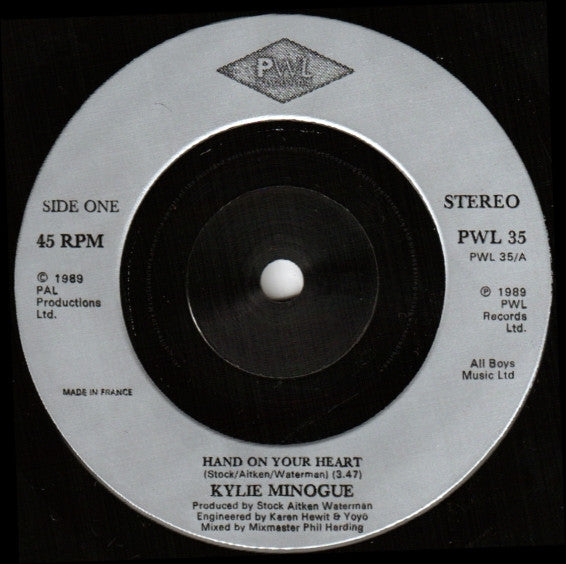 Kylie Minogue - Hand On Your Heart - Used Vinyl Record 7" image 3