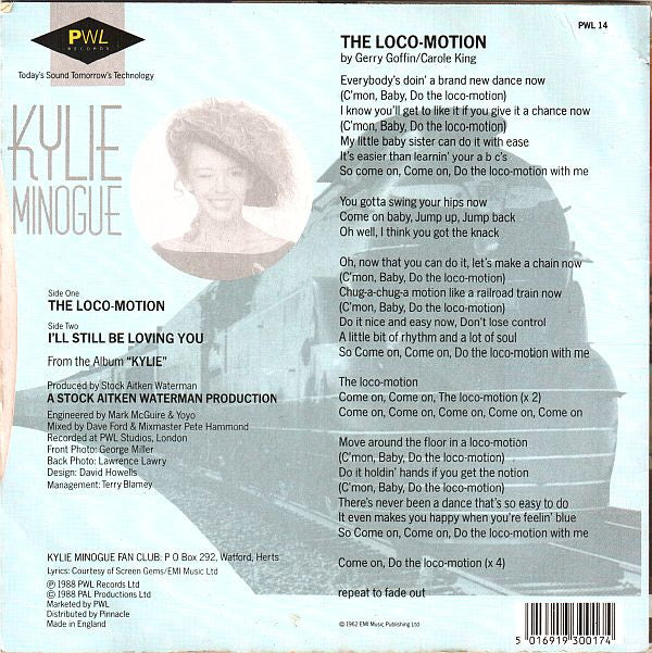 Kylie Minogue - Locomotion - Used Vinyl Record 7" image 2