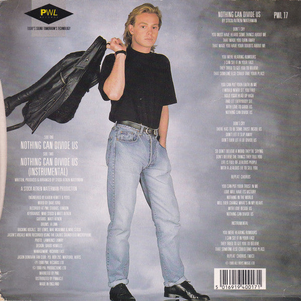 Jason Donovan - Nothing Can Divide Us - Used Vinyl Record 7" image 2