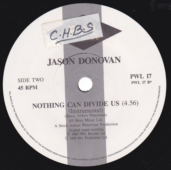 Jason Donovan - Nothing Can Divide Us - Used Vinyl Record 7" image 4