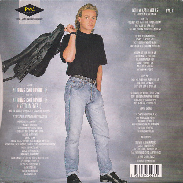 Jason Donovan - Nothing Can Divide Us - Used Vinyl Record 7" image 6