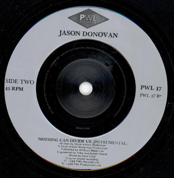 Jason Donovan - Nothing Can Divide Us - Used Vinyl Record 7" image 8
