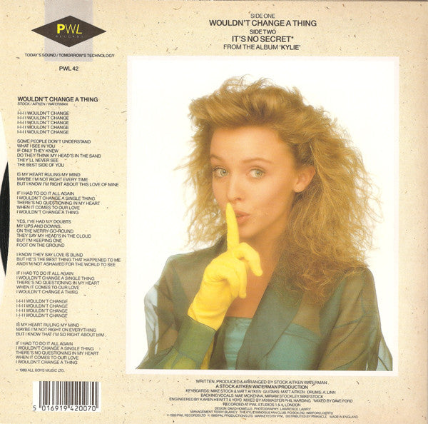 Kylie Minogue - Wouldn't Change A Thing - Used Vinyl Record 7" image 6