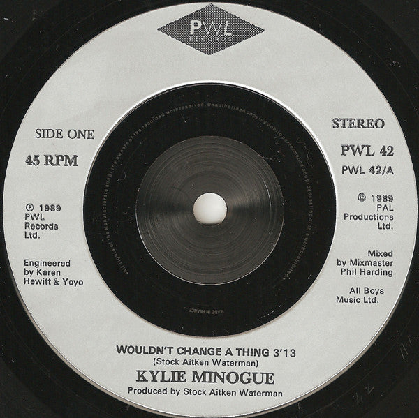Kylie Minogue - Wouldn't Change A Thing - Used Vinyl Record 7" image 7