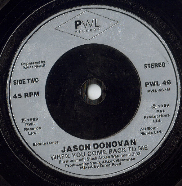 Jason Donovan - When You Come Back To Me - Used Vinyl Record 7" image 8