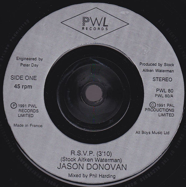 Jason Donovan - R.S.V.P. - Used Vinyl Record 7" image 3