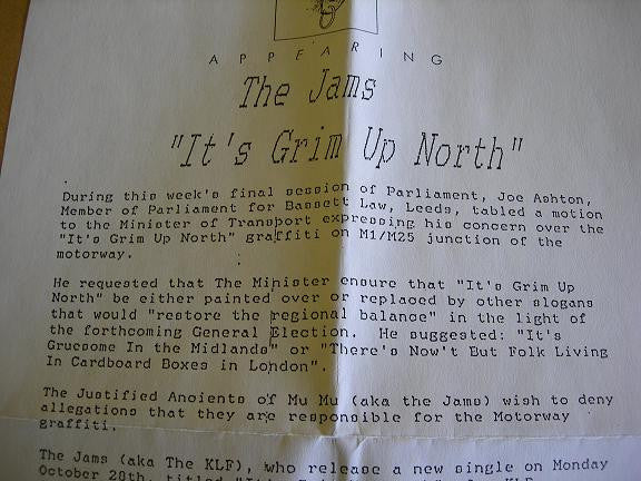 Justified Ancients O - It's Grim Up North - Used Vinyl Record 7" image 5