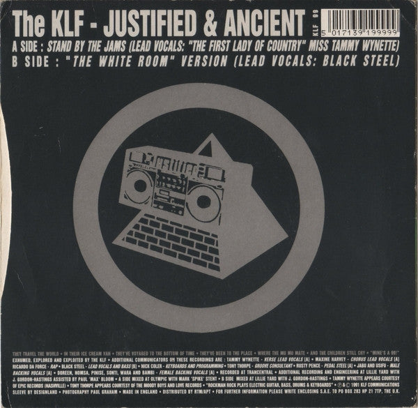 KLF - Justified & Ancient - Used Vinyl Record 7" image 2