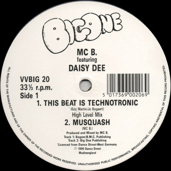 MC B - This Beat Is Technotronic - Used Vinyl Record 12" image 3