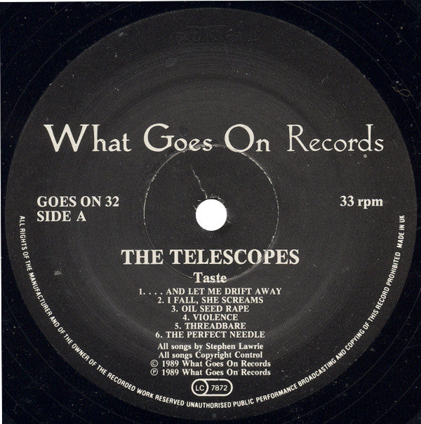 Telescopes - Taste - Used Vinyl Record image 3