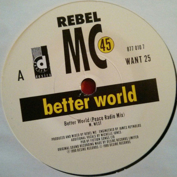 Rebel MC - Better World - Used Vinyl Record 7" image 7