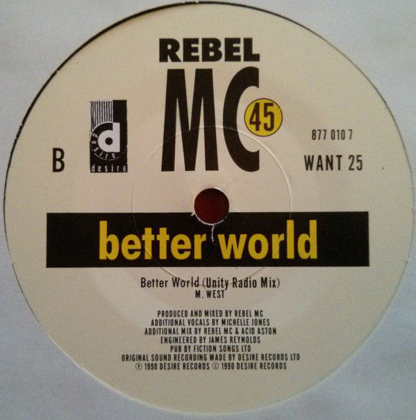Rebel MC - Better World - Used Vinyl Record 7" image 8