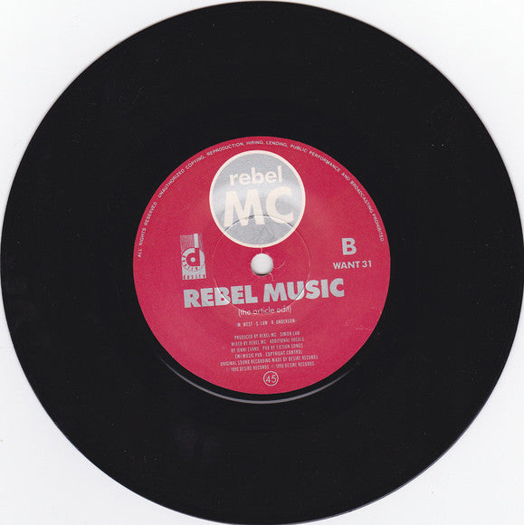 Rebel MC - Rebel Music - Used Vinyl Record 7" image 4