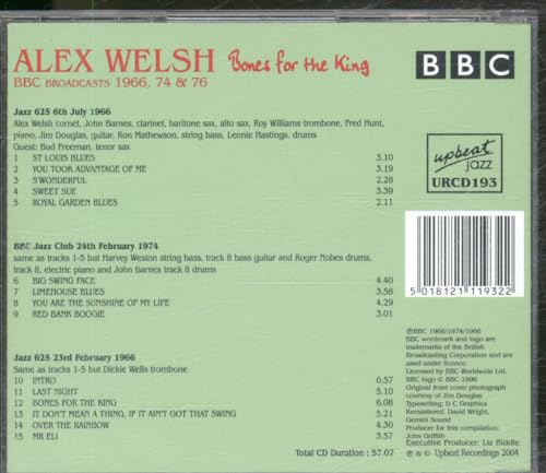 Alex Welsh - Bones For The King (BBC Broadcasts 1966, 74 & 76) - CD image 2