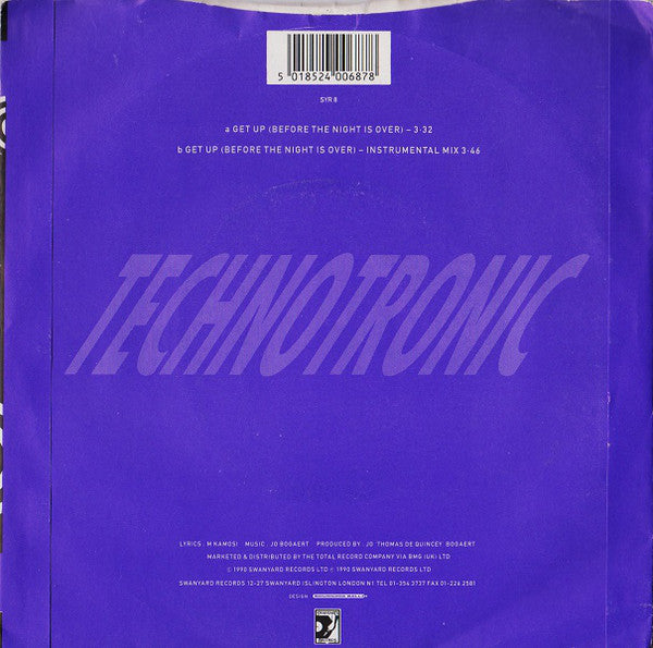 Technotronic - Get Up (Before The Night Is Over) - Used Vinyl Record image 2