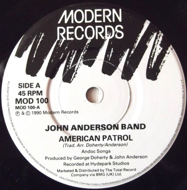 John Anderson Band - American Patrol - Used Vinyl Record 7" image 7