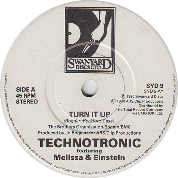 Technotronic - Turn It Up - Used Vinyl Record 7" image 3
