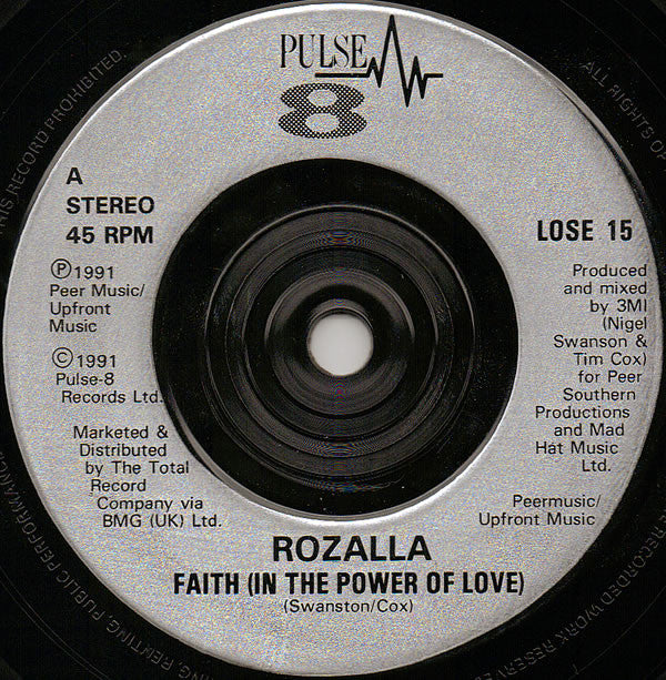 Rozalla - Faith (In The Power Of Love) - Used Vinyl Record 7" image 3