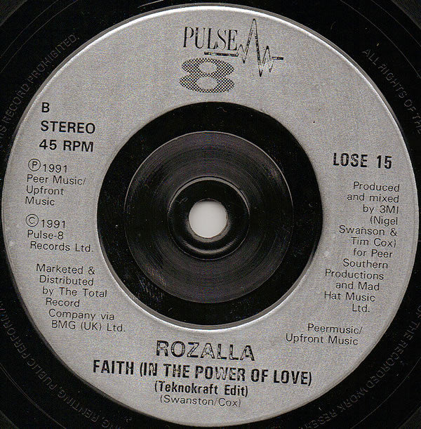 Rozalla - Faith (In The Power Of Love) - Used Vinyl Record 7" image 4