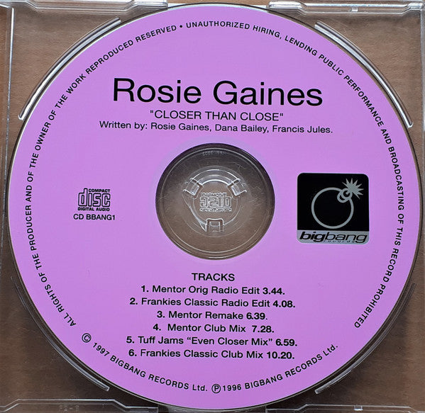 Rosie Gaines - Closer Than Close - Used CD image 6
