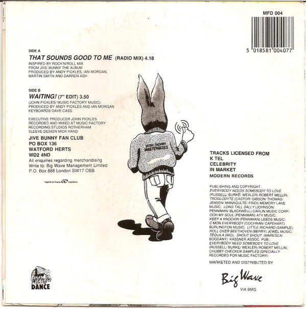 Jive Bunny And The M - That Sounds Good To Me - Used Vinyl Record 7" image 2