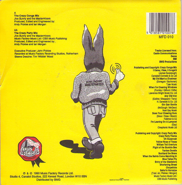 Jive Bunny And The M - Crazy Party Mixes - Used Vinyl Record 7" image 1