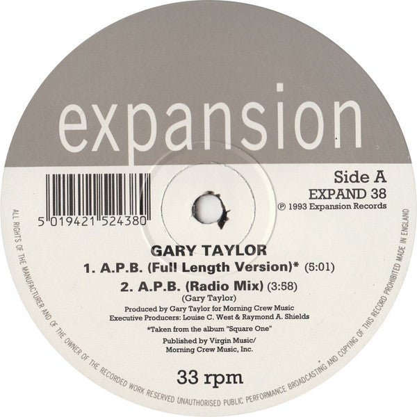 Gary Taylor - A.P.B. - Used Vinyl Record 12" image 3