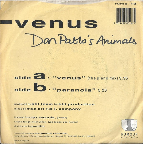 Don Pablo's Animals - Venus - Used Vinyl Record 7" image 2