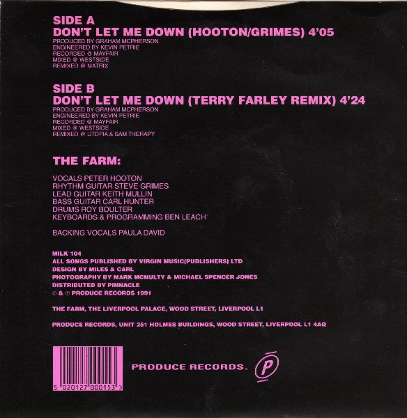 Farm - Don't Let Me Down - Used Vinyl Record 7" image 2