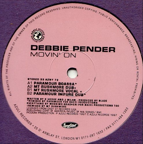 Debbie Pender - Movin' On (Paramour / Mt Rushmore Mixes) - Used Vinyl image 1