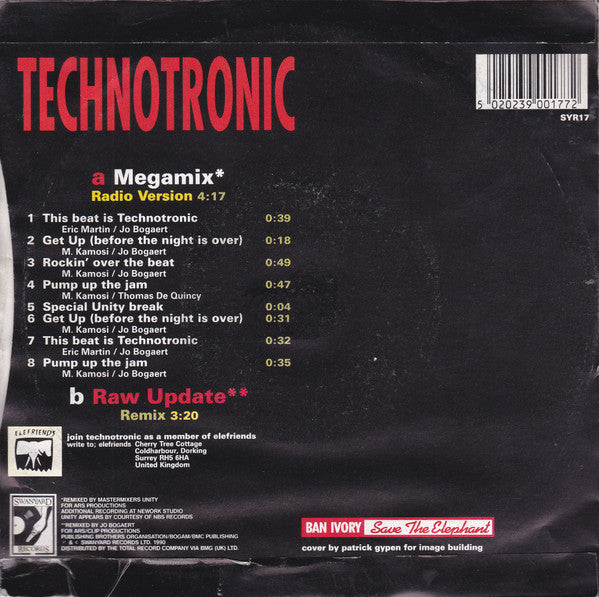 Technotronic - Megamix - Used Vinyl Record 7" image 2