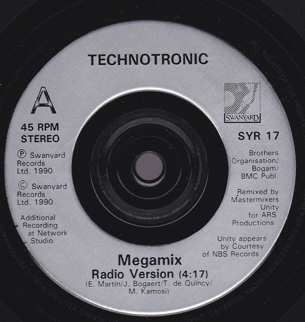 Technotronic - Megamix - Used Vinyl Record 7" image 3