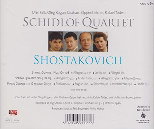 SCHIDLOF QUARTET - SHOSTAKOVICH PIANO QUINTET STR - CD image 2