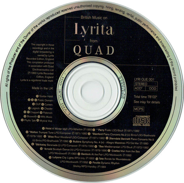 Various - British Music On Lyrita From Quad - Used CD image 6