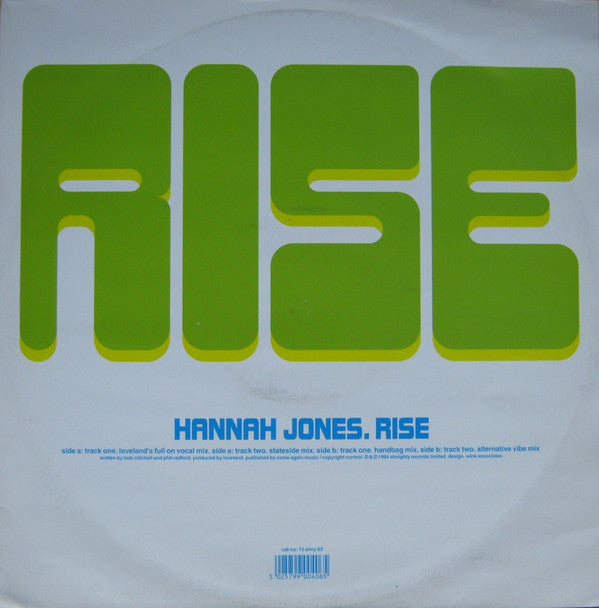 Hannah Jones - Rise - Used Vinyl Record 12" image 1