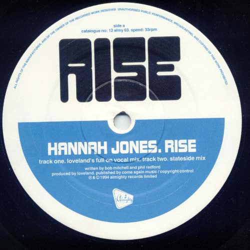 Hannah Jones - Rise - Used Vinyl Record 12" image 2