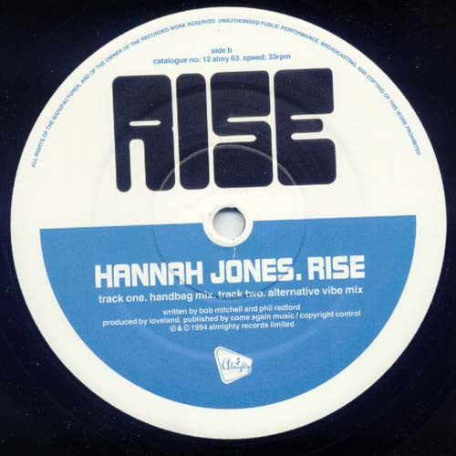 Hannah Jones - Rise - Used Vinyl Record 12" image 3
