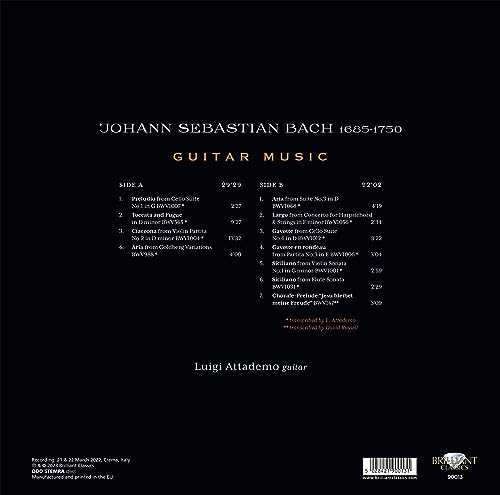 LUIGI ATTADEMO - J.S. Bach: Guitar Music - Vinyl Record image 2