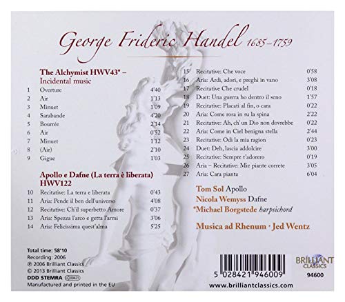Tom Sol - Handel: Apollo E Dafne/The Alchymist - CD image 2
