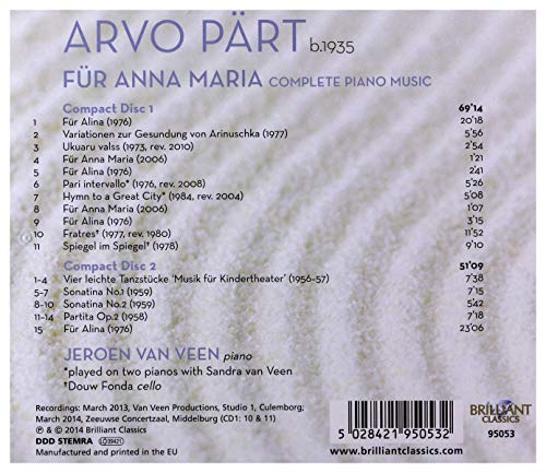 Arvo Part - Fur Anna Maria (Complete Piano Music) - CD image 2