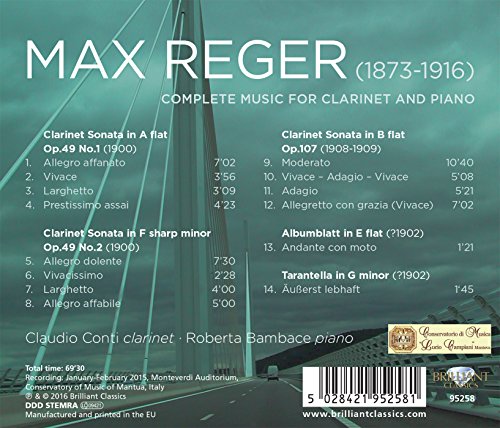 Claudio Conti - Reger: Complete Music for Clarinet and Piano - CD image 2