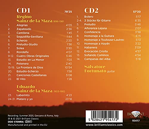 SALVATORE FORTUNATO - SAINZ DE LA MAZA COMPLETE MUS - CD image 2