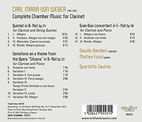 DAVIDE BANDIERI MATT - WEBER COMPLETE CHAMBER MUSIC - CD image 2