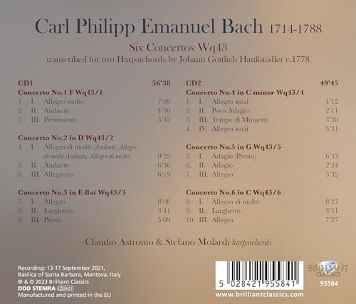 CLAUDIO ASTRONIO/STE - C.P.E BACH SIX CONCERTOS WQ43 - CD image 2