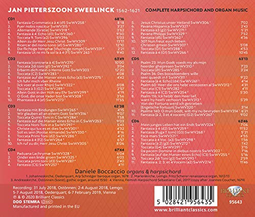 DANIELE BOCCACCIO - SWEELINCK COMPLETE HARPSICHOR - CD image 2