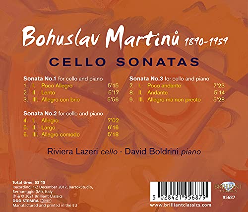 RIVIERA LAZERI; DAVI - MARTIN? CELLO SONATA - CD image 2